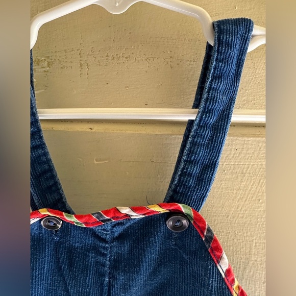 Vintage Classic Blue and Red Corduroy Overalls with Red Trim - Picture 4 of 7